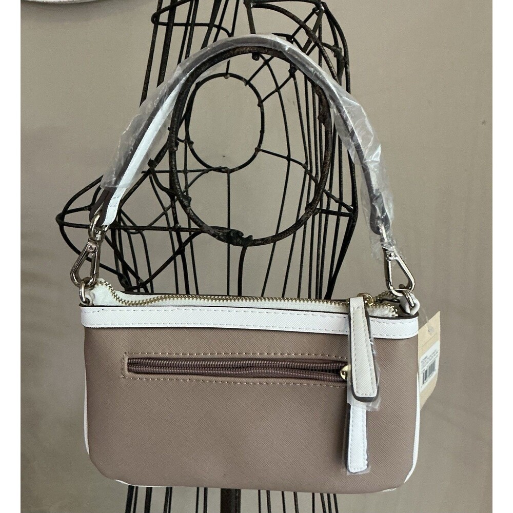 Clark’s Tan White Leather Shoulder Or Crossbody Handbag Purse NWT